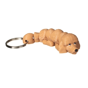 Brelok Pudel 3D jasny beż – brelok z psem, akcesorium do kluczy